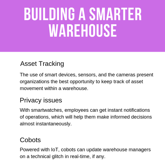 building a smarter warehouse