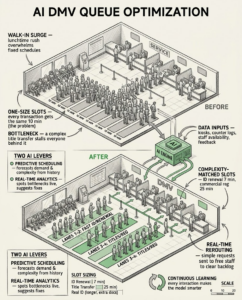 AI queue optimization reducing DMV wait times